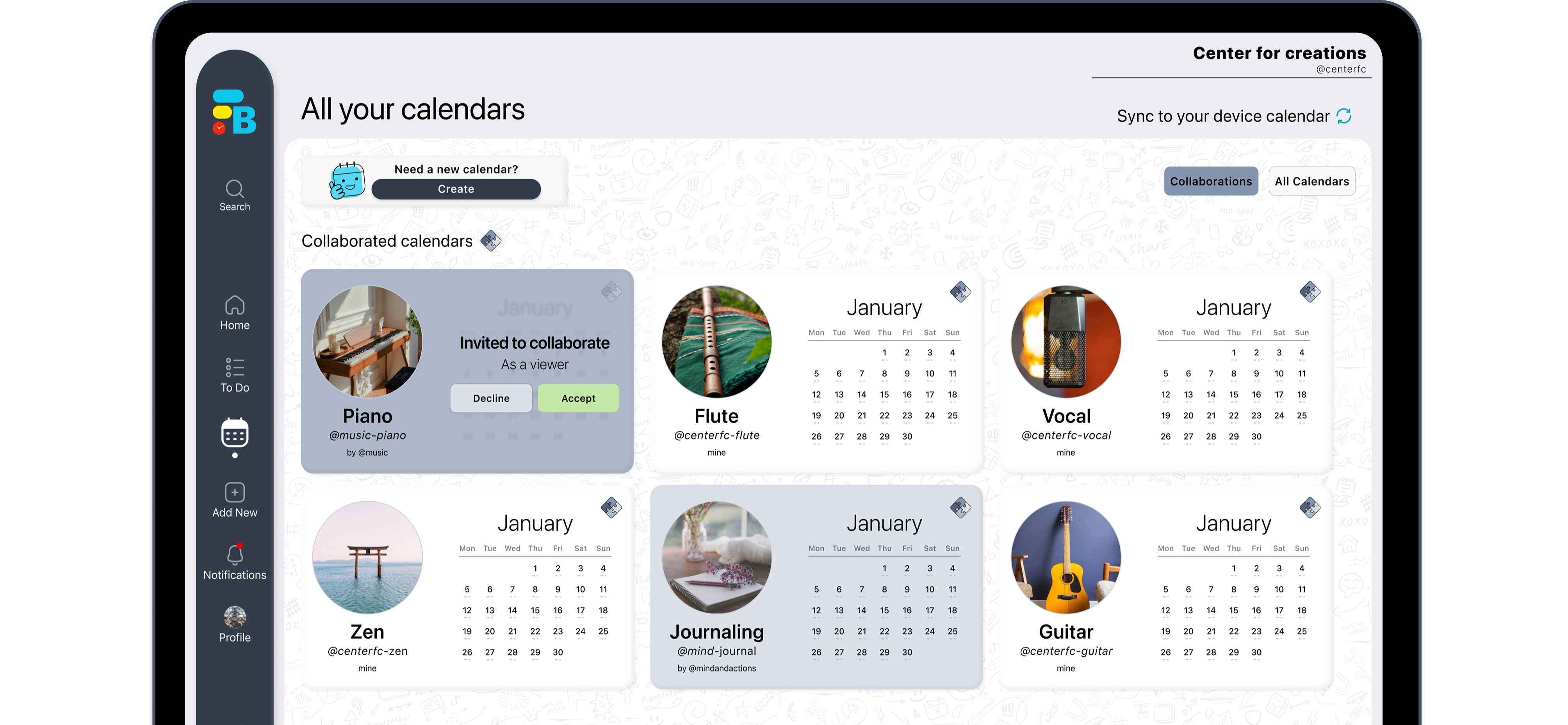 Fragment Calendar Mockup